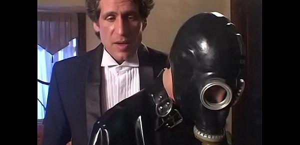  Cheating blonde bride decided to be double penetrated before wedding by two uknown guys weared gas masks and latex
